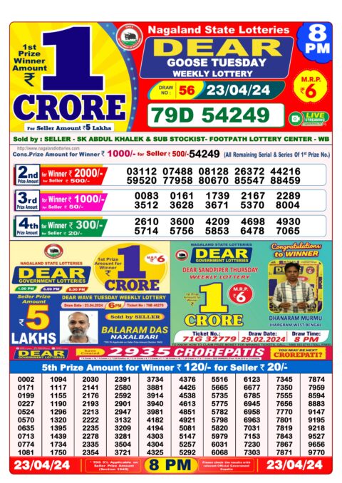 Dear Lottery Chart 2024