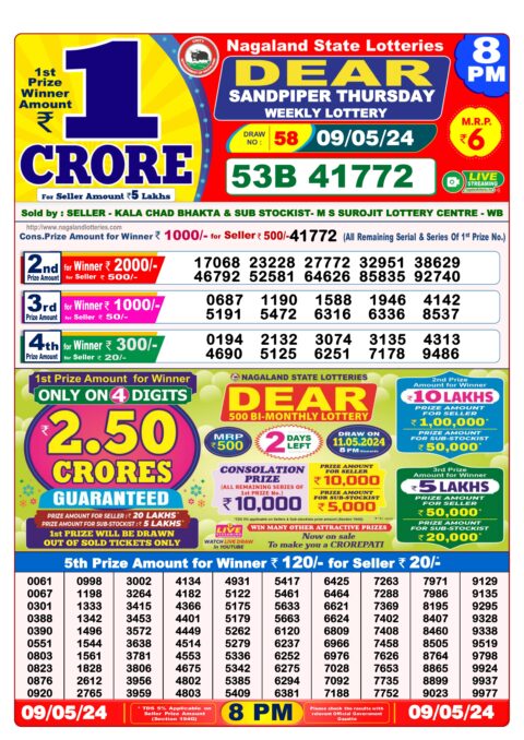 Dear Lottery Chart 2024