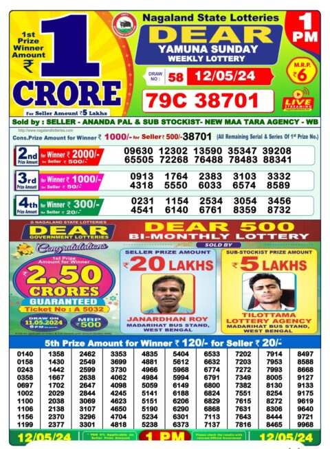 Dear Lottery Chart 2024