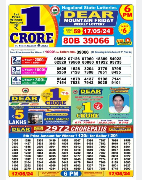 Dear Lottery Chart 2024