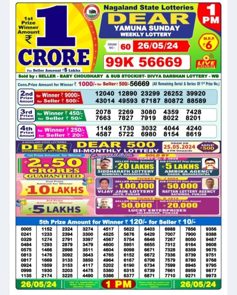 Dear Lottery Chart 2024