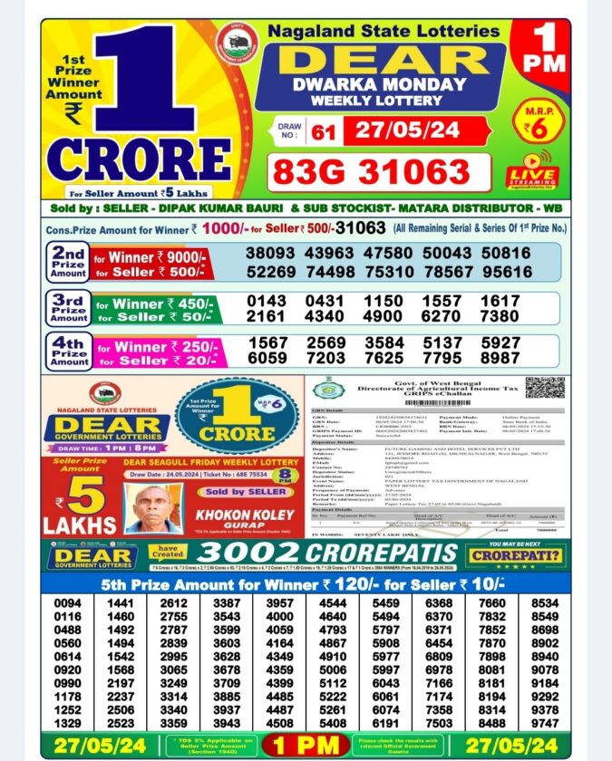 Dear Lottery Chart 2024