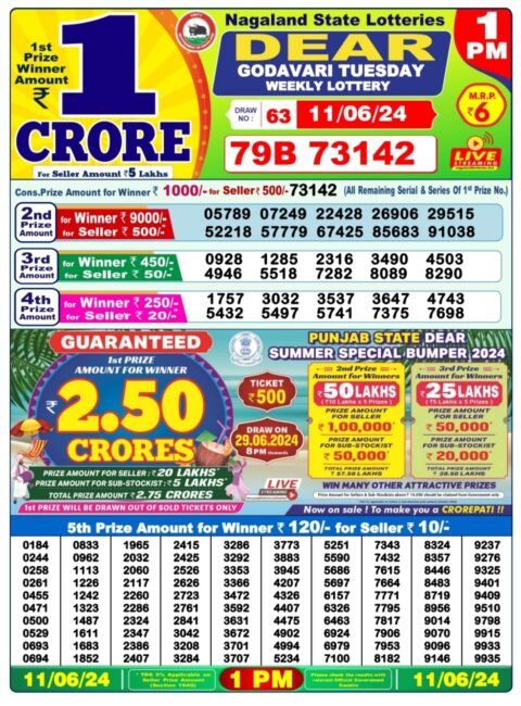 Dear Lottery Chart 2024