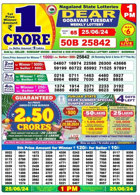 Dear Lottery Chart 2024