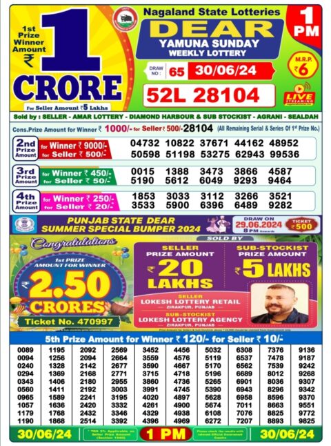 Dear Lottery Chart 2024