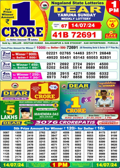 Dear Lottery Chart 2024