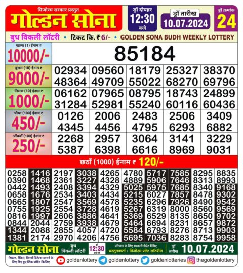 Dear Lottery Chart 2024