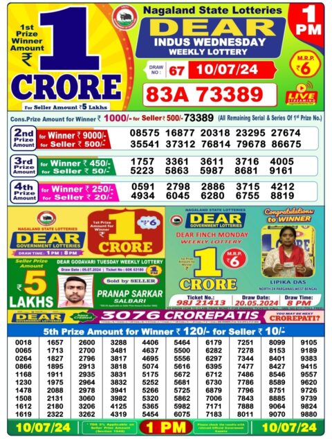 Dear Lottery Chart 2024