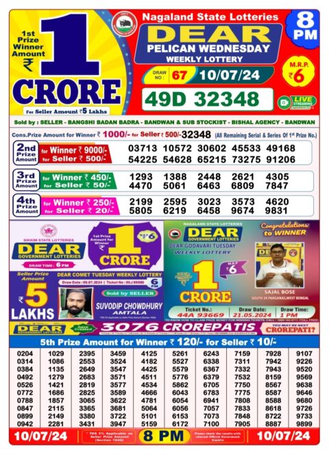 Dear Lottery Chart 2024