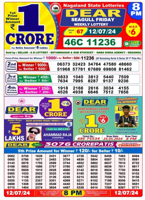 Dear Lottery Chart 2024