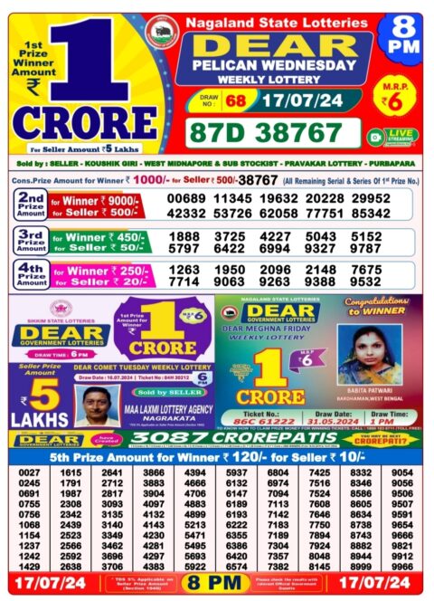 Dear Lottery Chart 2024