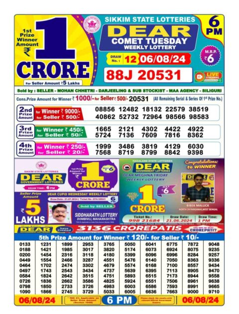 Dear Lottery Chart 2024