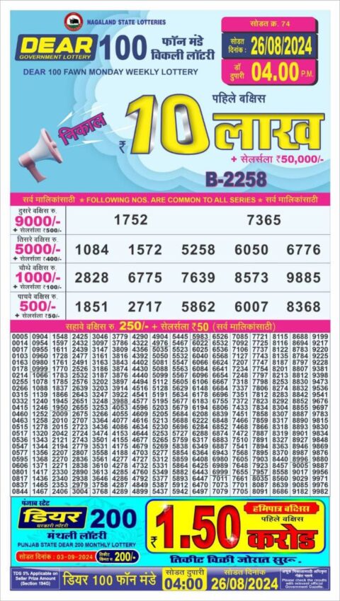 Dear Lottery Chart 2024