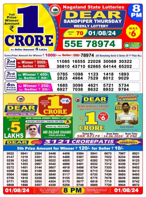 Dear Lottery Chart 2024