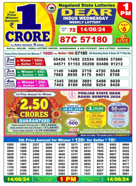 Dear Lottery Chart 2024