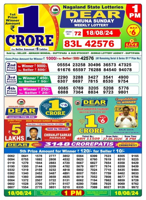 Dear Lottery Chart 2024