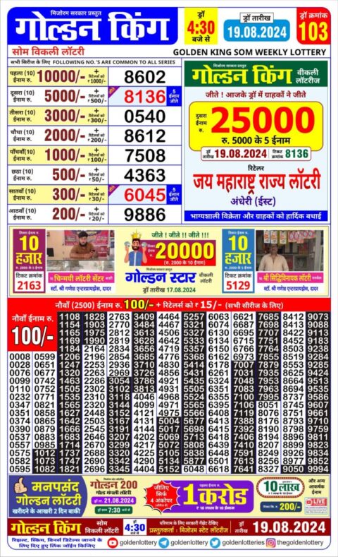 Dear Lottery Chart 2024