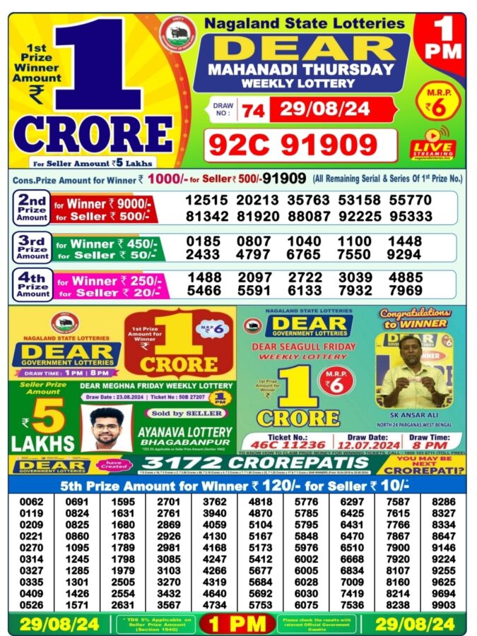 Dear Lottery Chart 2024