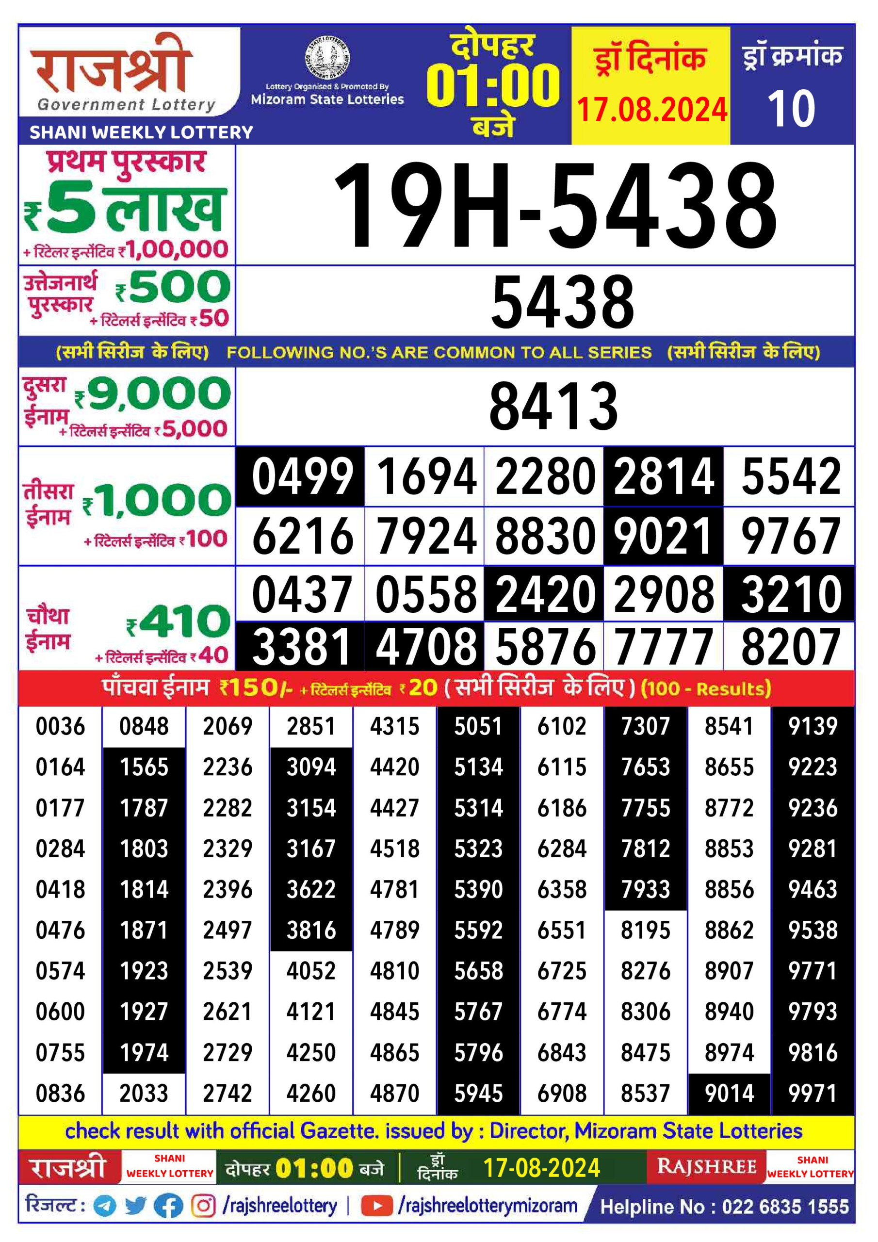 Dear Lottery Chart 2024