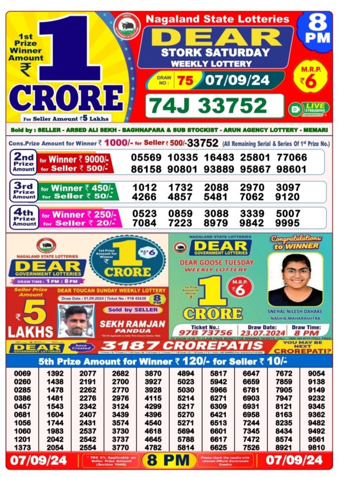 Dear Lottery Chart 2024