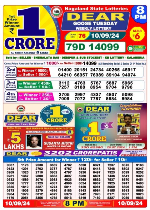 Dear Lottery Chart 2024