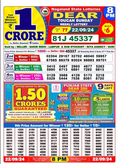 Dear Lottery Chart 2024