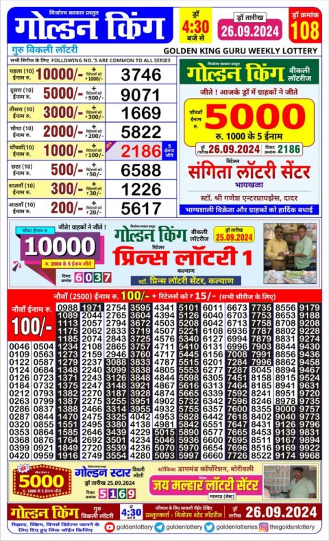 Dear Lottery Chart 2024