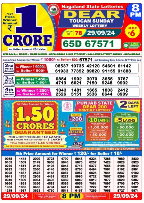 Dear Lottery Chart 2024