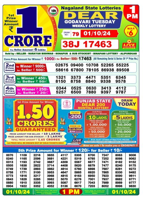 Dear Lottery Chart 2024