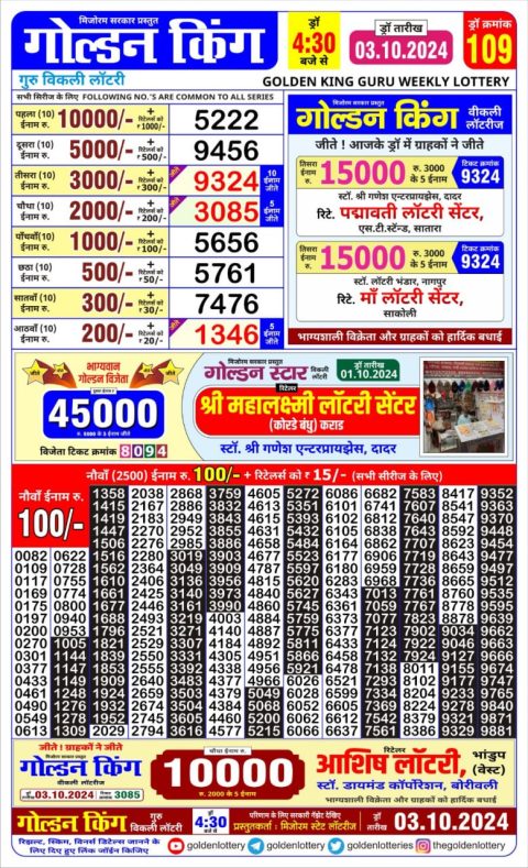 Dear Lottery Chart 2024