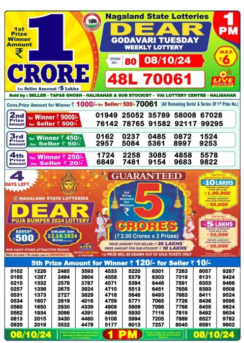 Dear Lottery Chart 2024