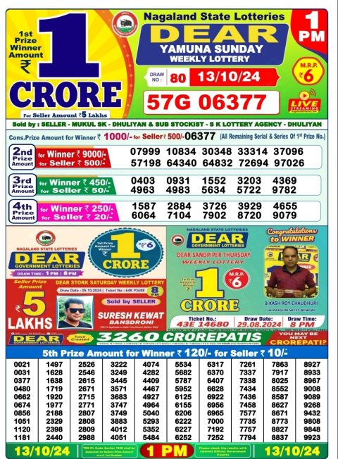 Dear Lottery Chart 2024