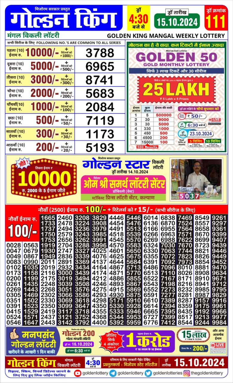 Dear Lottery Chart 2024