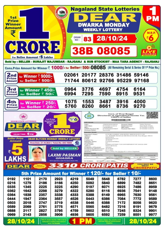 Dear Lottery Chart 2024