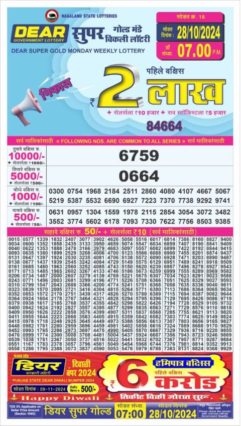 Dear Lottery Chart 2024