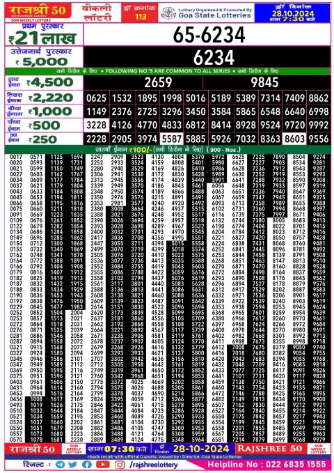 Dear Lottery Chart 2024