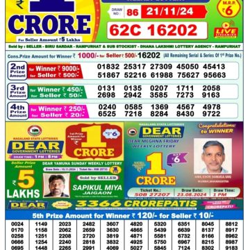 Dear Lottery Chart 2024