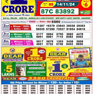 Dear Lottery Chart 2024